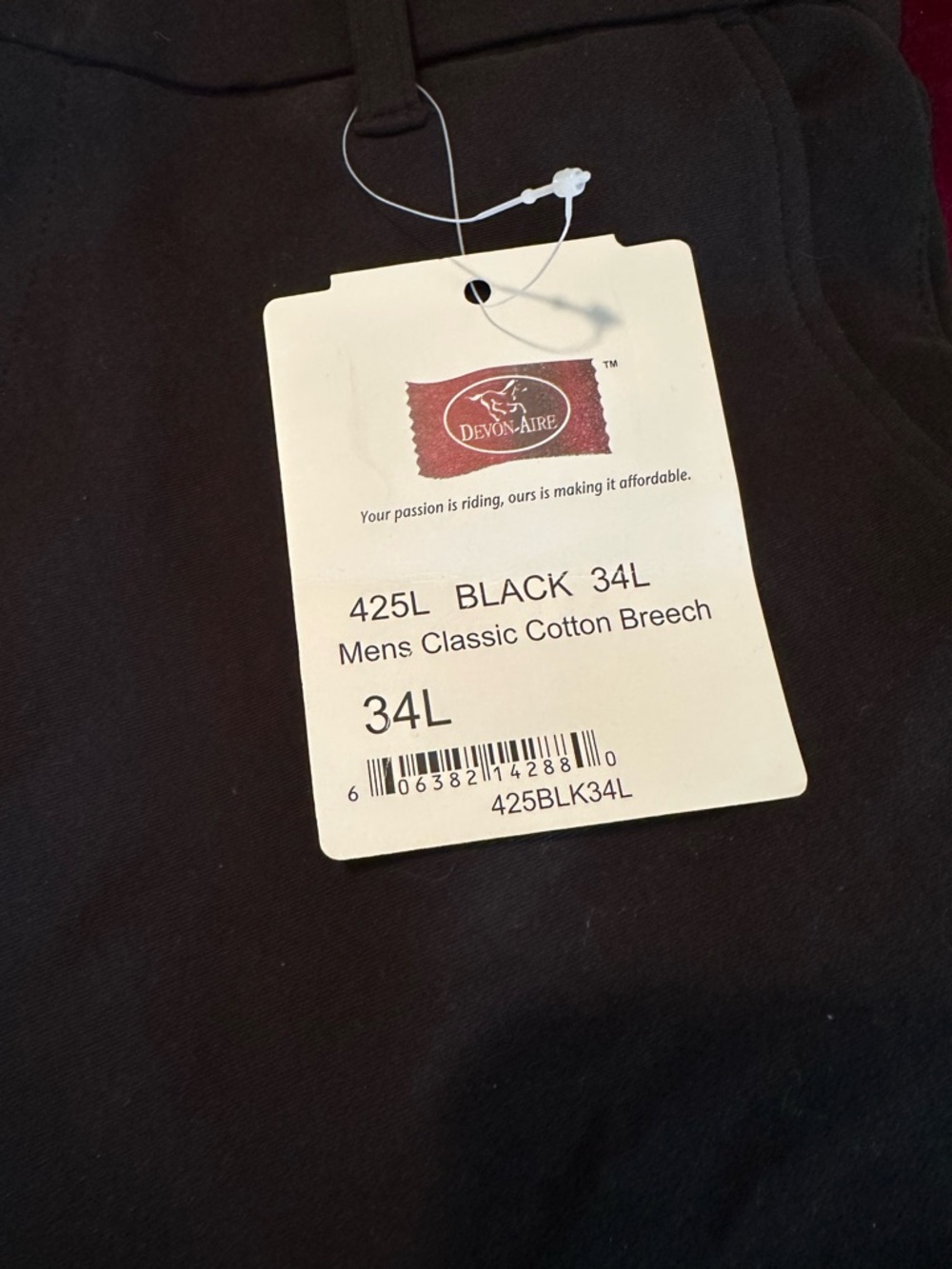 Devon-Aire Mens Classic Cotton Breech - Black 34L